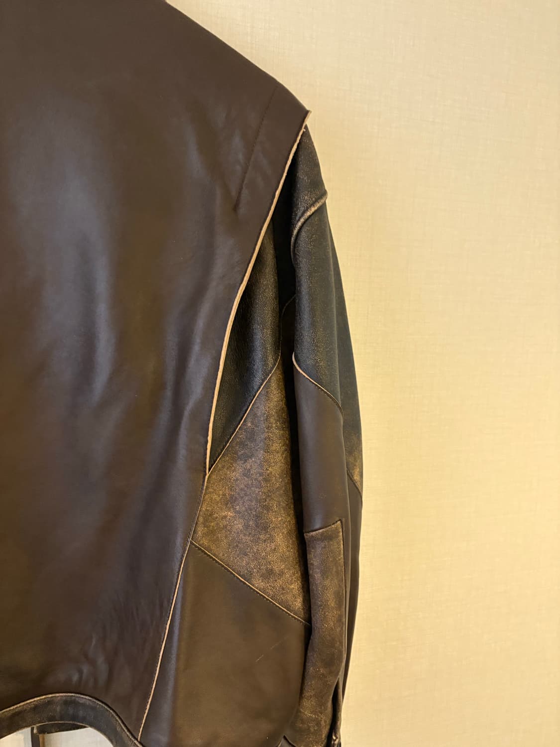 쿠어 컷오프 믹스드 가죽 자켓 상품이미지5