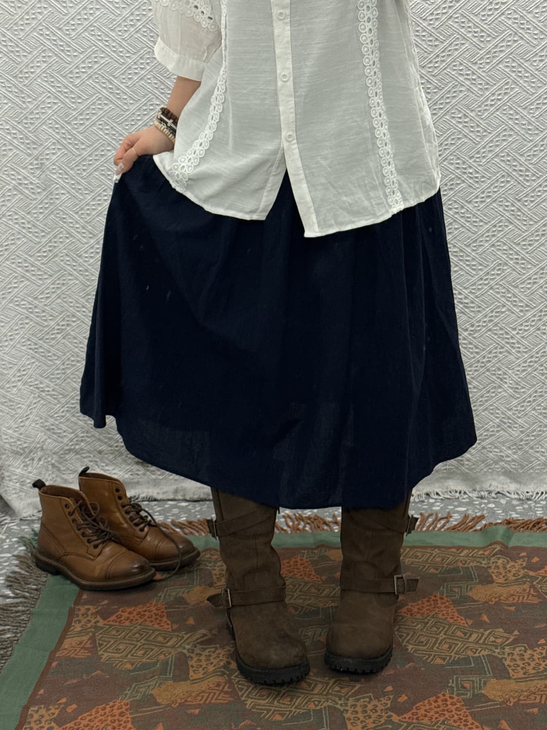 빈티지 핀턱 플리츠 플레어 프린세스 롱스커트 K0154 상품이미지1