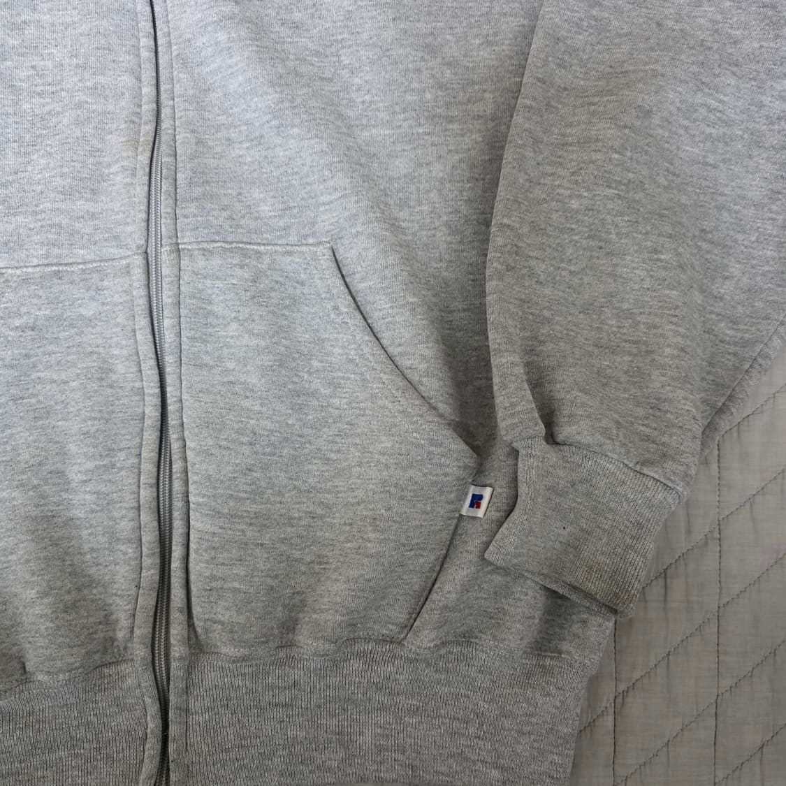 [L] 90s USA 빈티지 러셀 애슬레틱 후드집업 헤더그레이 상품이미지2