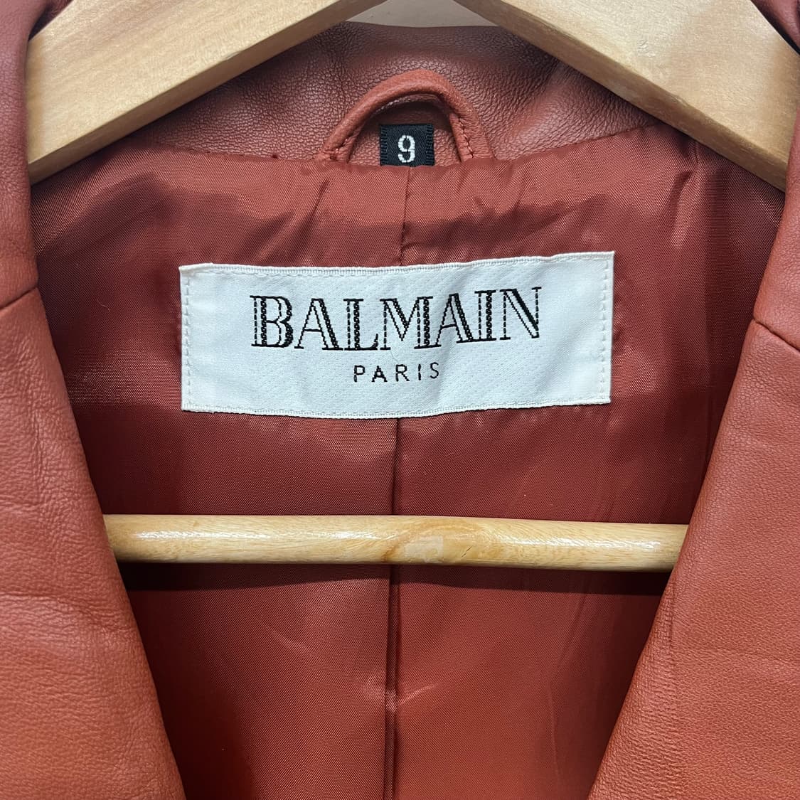 발망 버건디 가죽 자켓 여m 상품이미지4