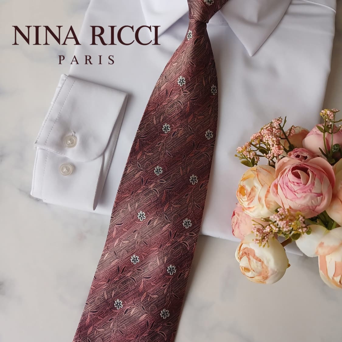 니나리치 실크 플로럴 자카드 넥타이 9.7cm A+등급 A19783
 상품이미지4