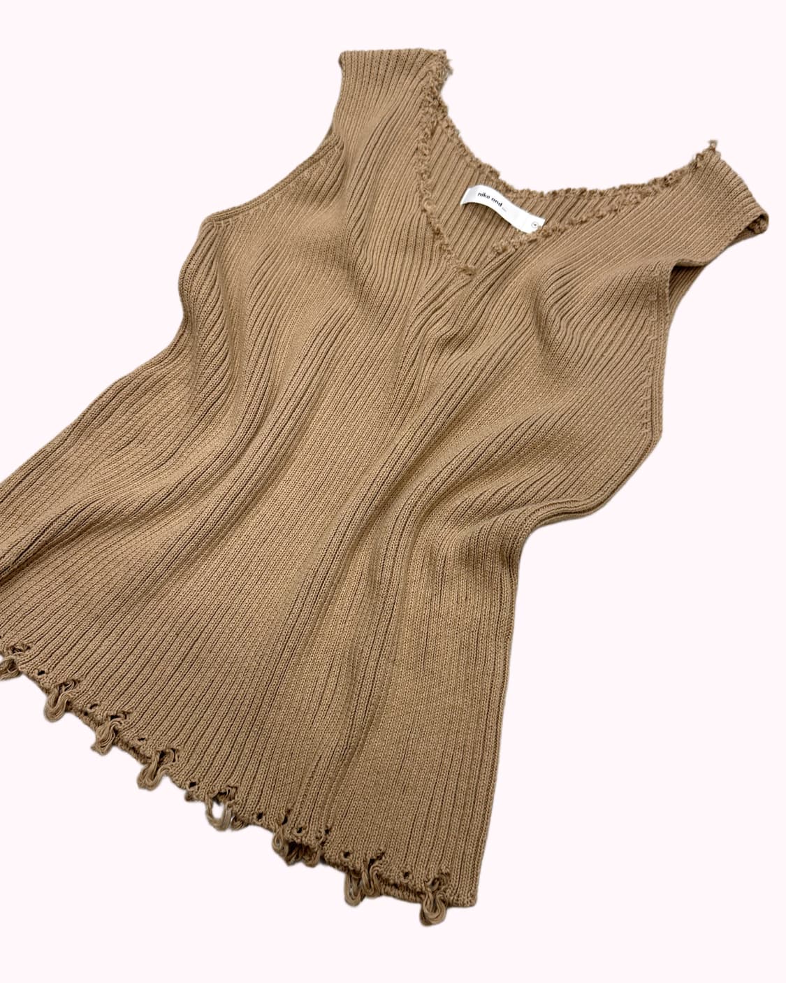 ribbed beige damage vest 상품이미지2