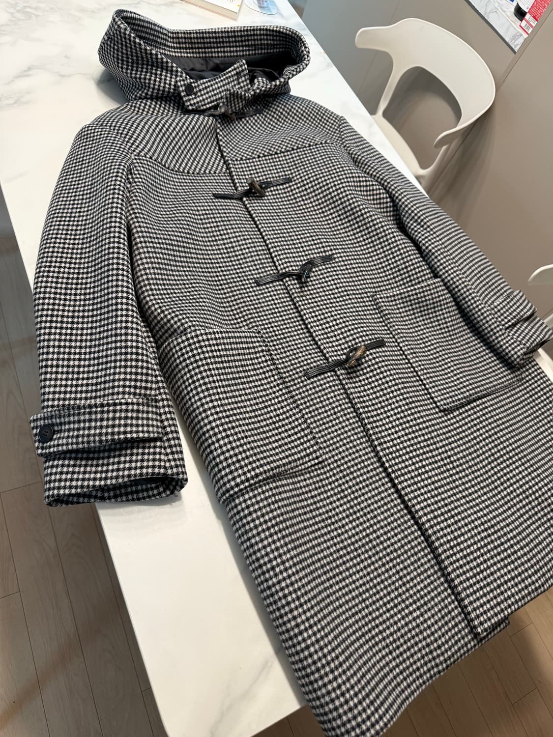 TNGT 하운드체크 울 코트 XXL(110) 상품이미지4