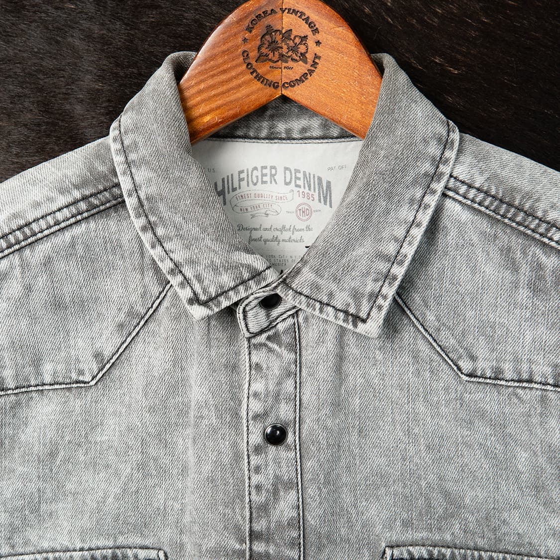 [S] 타미힐피거 웨스턴 데님 셔츠 워시드 그레이  상품이미지3