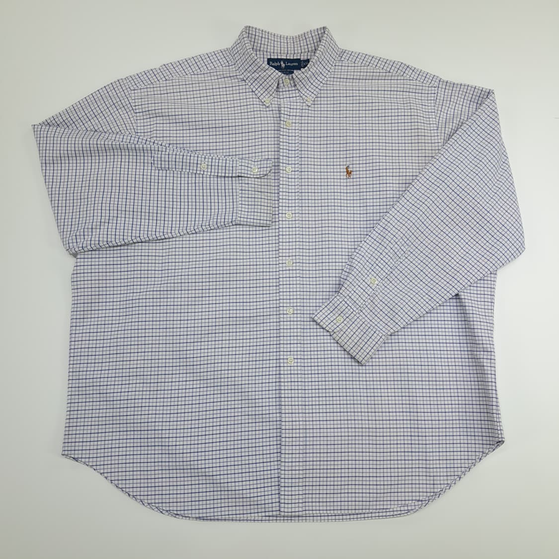 CN669 2XL 폴로 랄프로렌 퍼플 마이크로체크 긴팔 셔츠 남방 상품이미지2