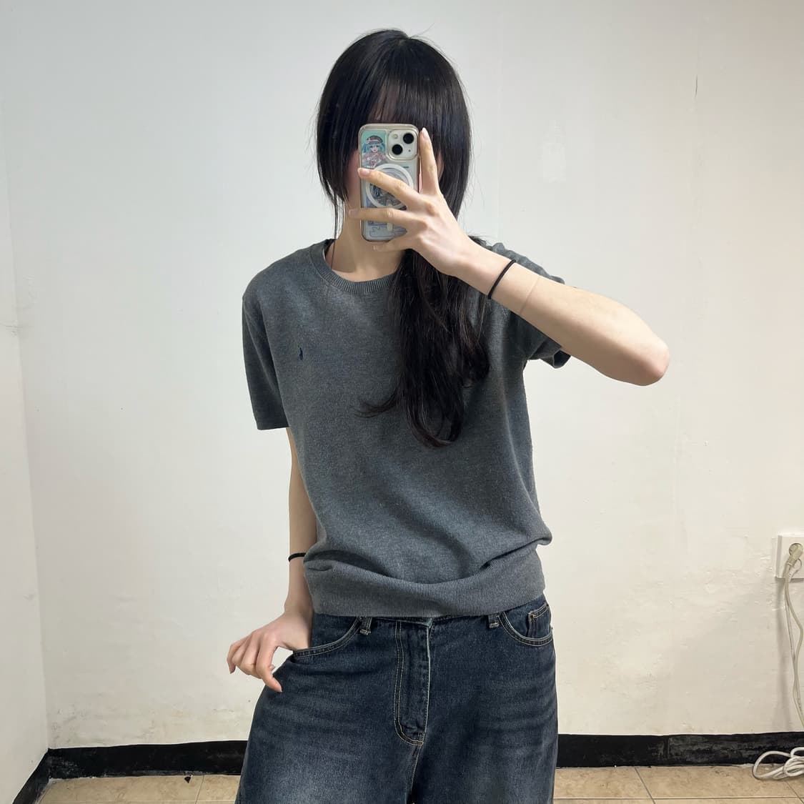 Polo grey knit t-shirt 상품이미지1
