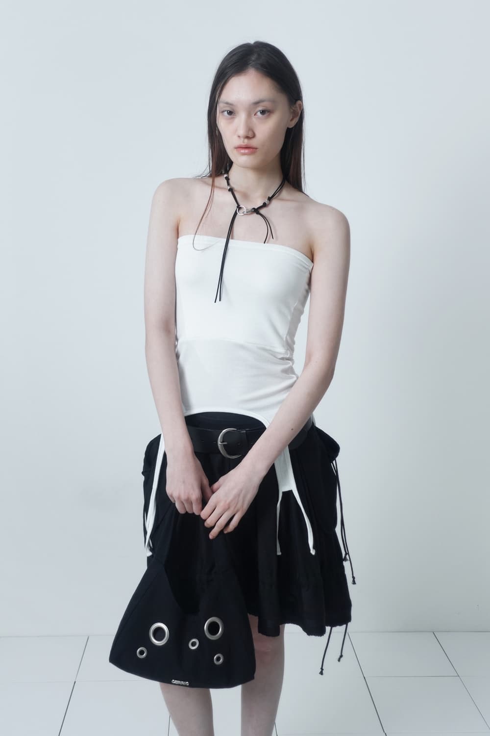 세릭 레이어드 가터 탑 스커트 화이트 상품이미지2