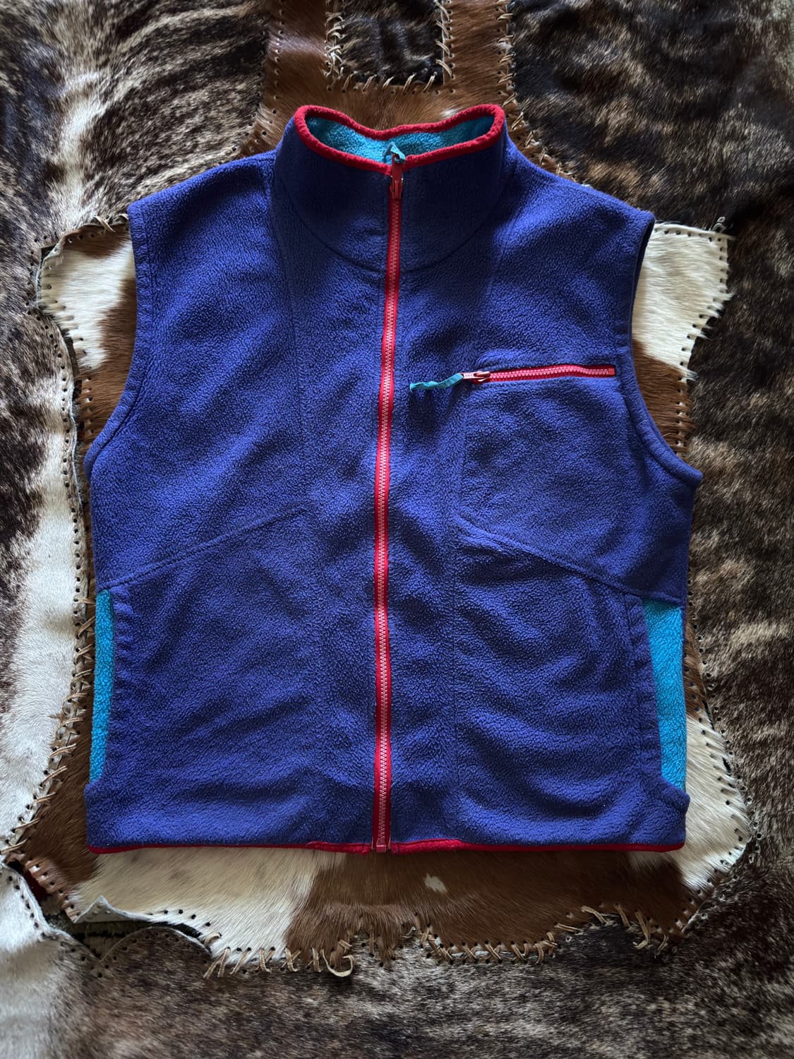 80s USA 시에라디자인 컬러블록 리버시블 플리스 베스트 상품이미지1