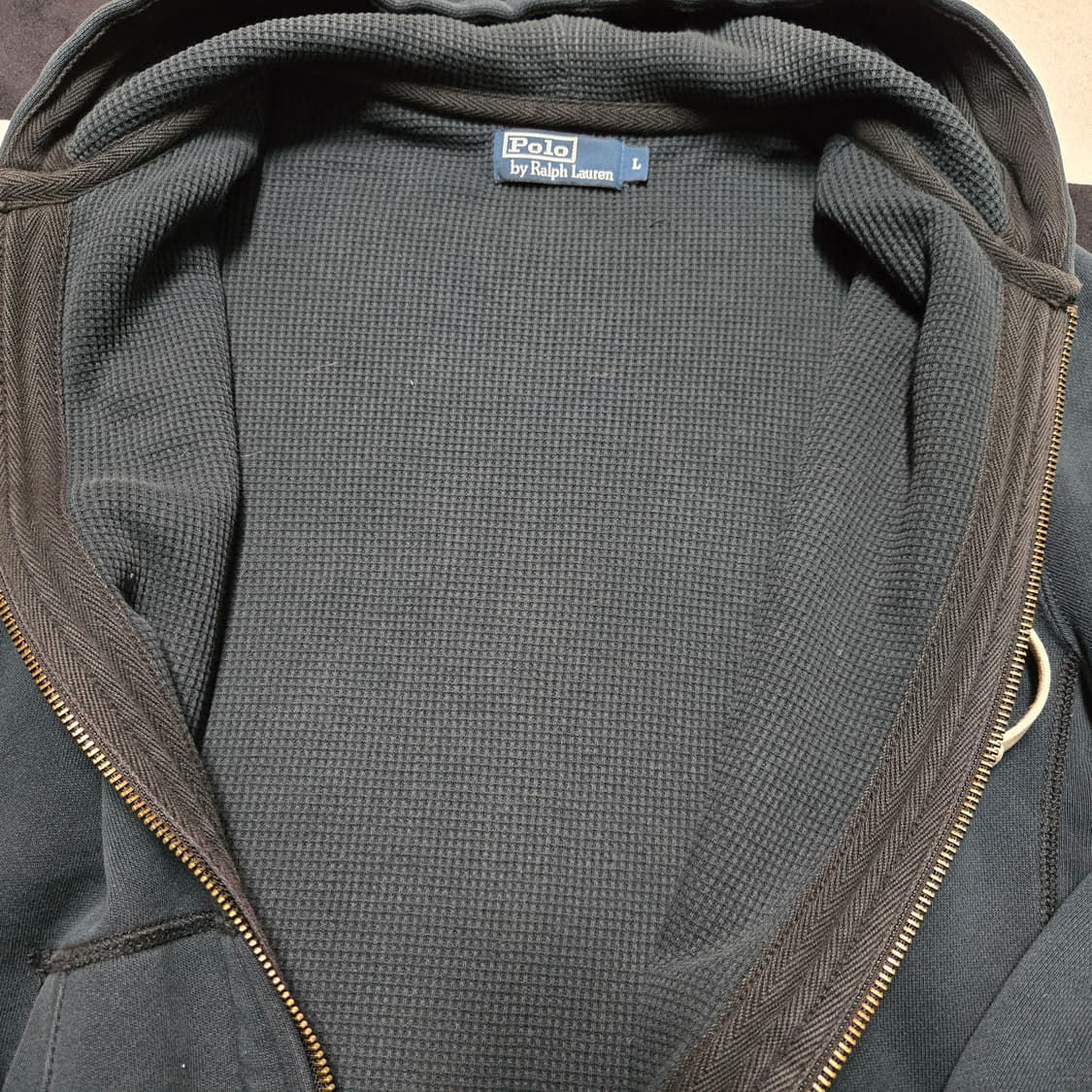 L 폴로랄프로렌 써멀 헤비코튼 후드 집업 블랙 상품이미지5