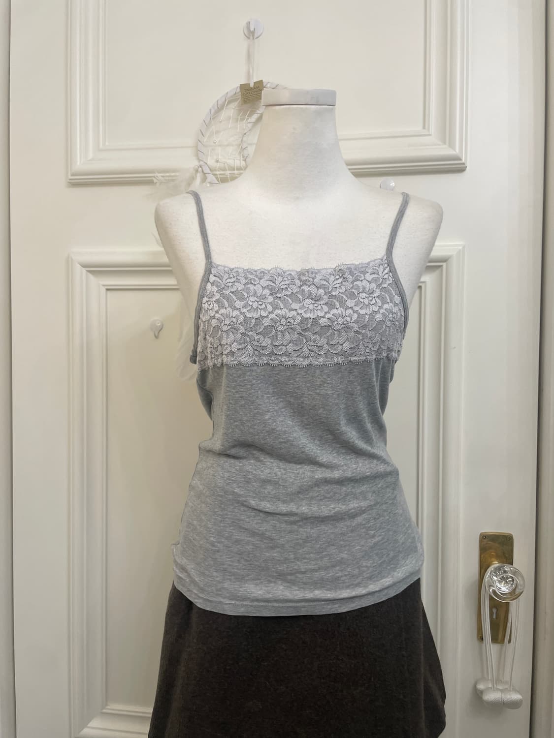 gray cotton open cardigan&lace sleeveles 상품이미지7