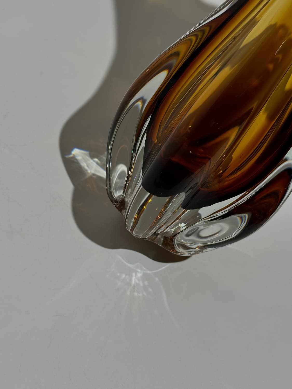 일본 빈티지 이와츠 아트글라스 앰버 화병 상품이미지6