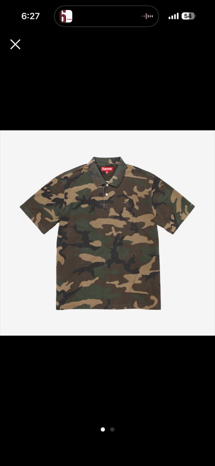 [L] 슈프림 워시드 카모 폴로 우드랜드 카모 - 25SS 상품이미지1