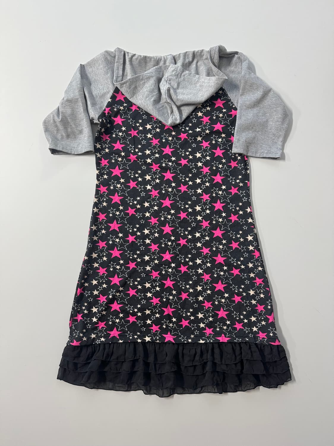 스타 패턴 래글런 후디드 원피스 상품이미지8