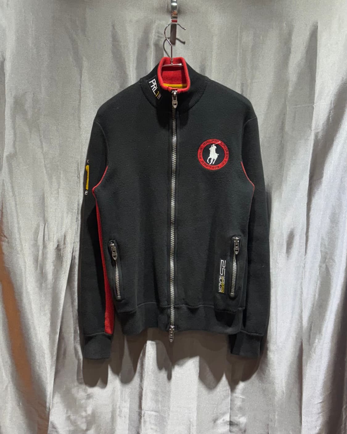 XS 폴로랄프로렌 써클 빅로고 레드라인 니트 집업 상품이미지2