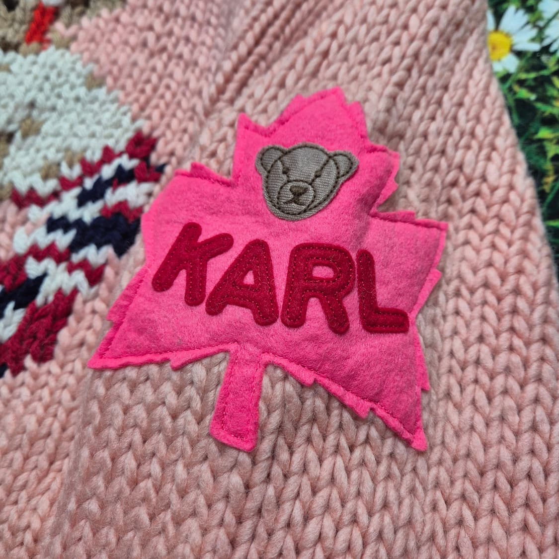 KARL HELMUT 칼헬무트 핑크 하키 곰돌이 니트 가디건 성인M 상품이미지5