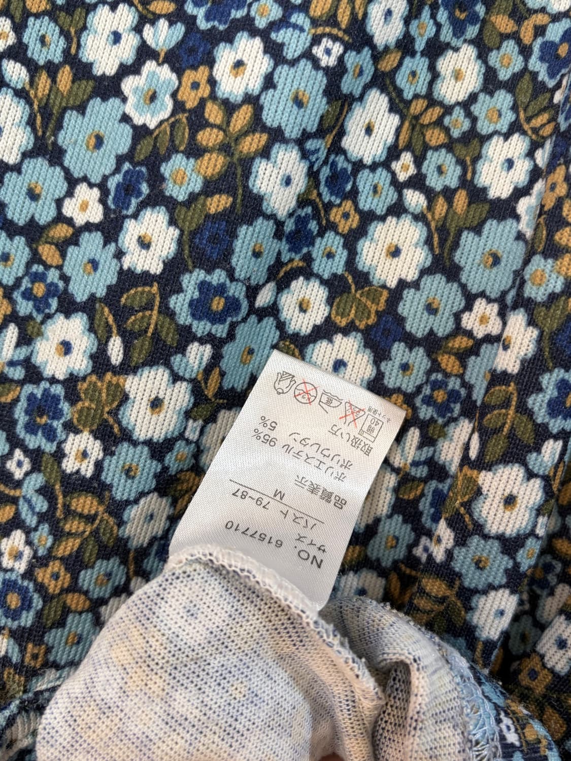 빈티지 모리걸 하구미깔 파란잔꽃 셔링 블라우스 상품이미지5