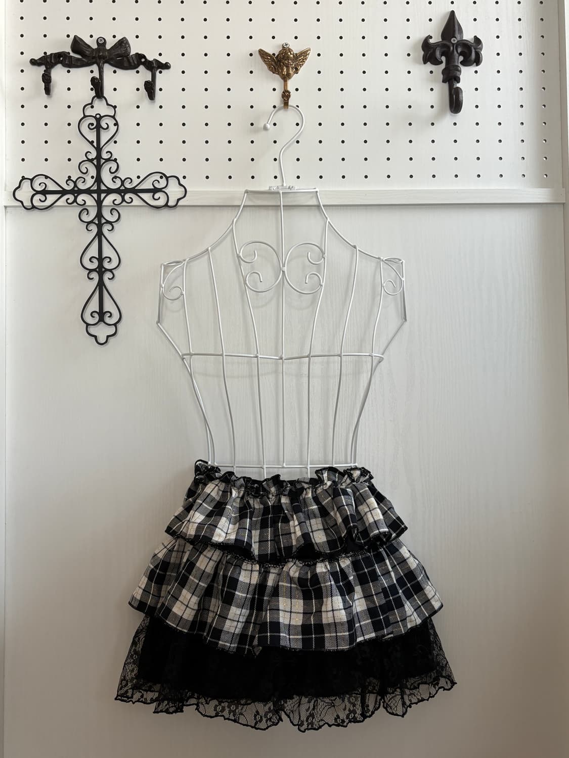  checkered lace cancan skirt  상품이미지2