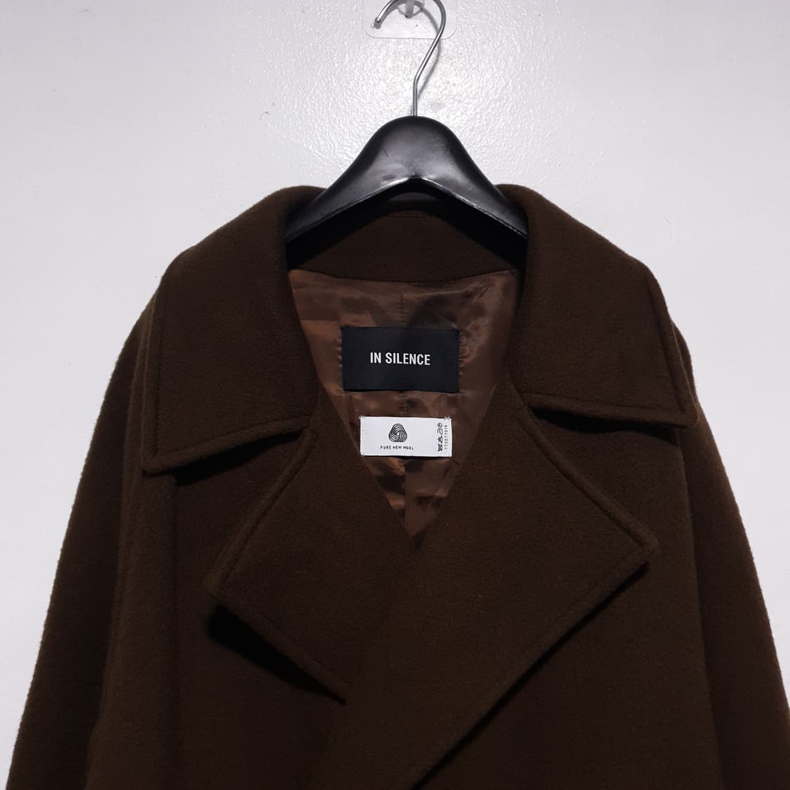 실측 XL) 인사일런스 신형 20FW 헤비 울 트렌치 코트 브라운 울마크 상품이미지5