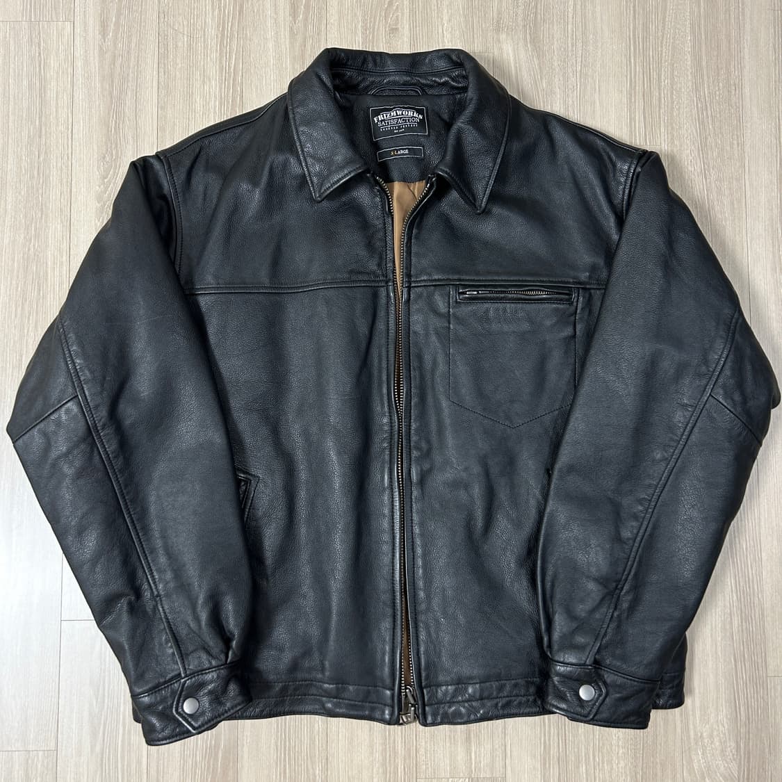 [XL] 프리즘웍스 카우하이드 레더자켓 소가죽자켓 블랙 상품이미지1
