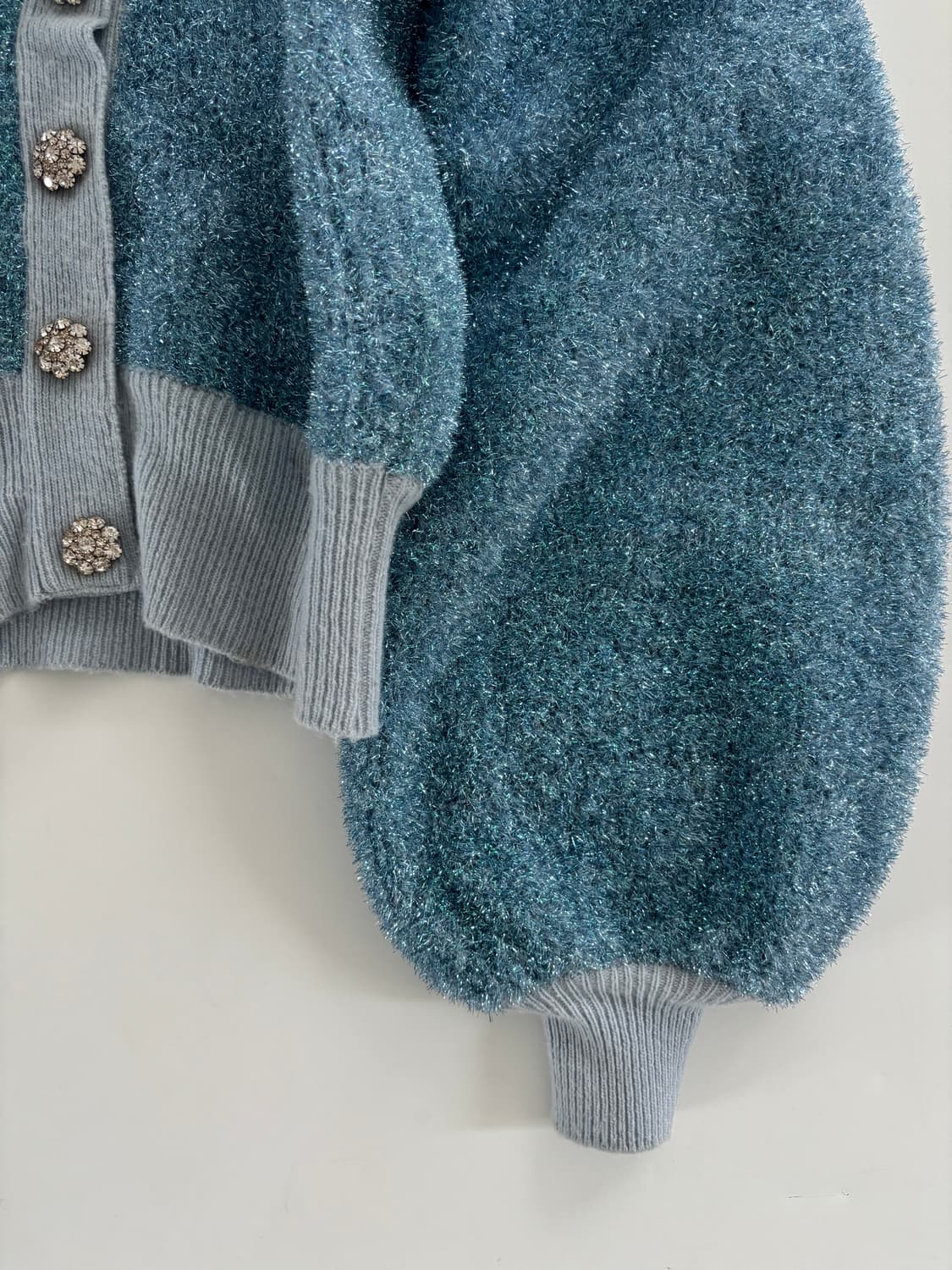 GANNI 가니 블루 스파클 쥬얼 버튼 크롭 가디건 상품이미지8