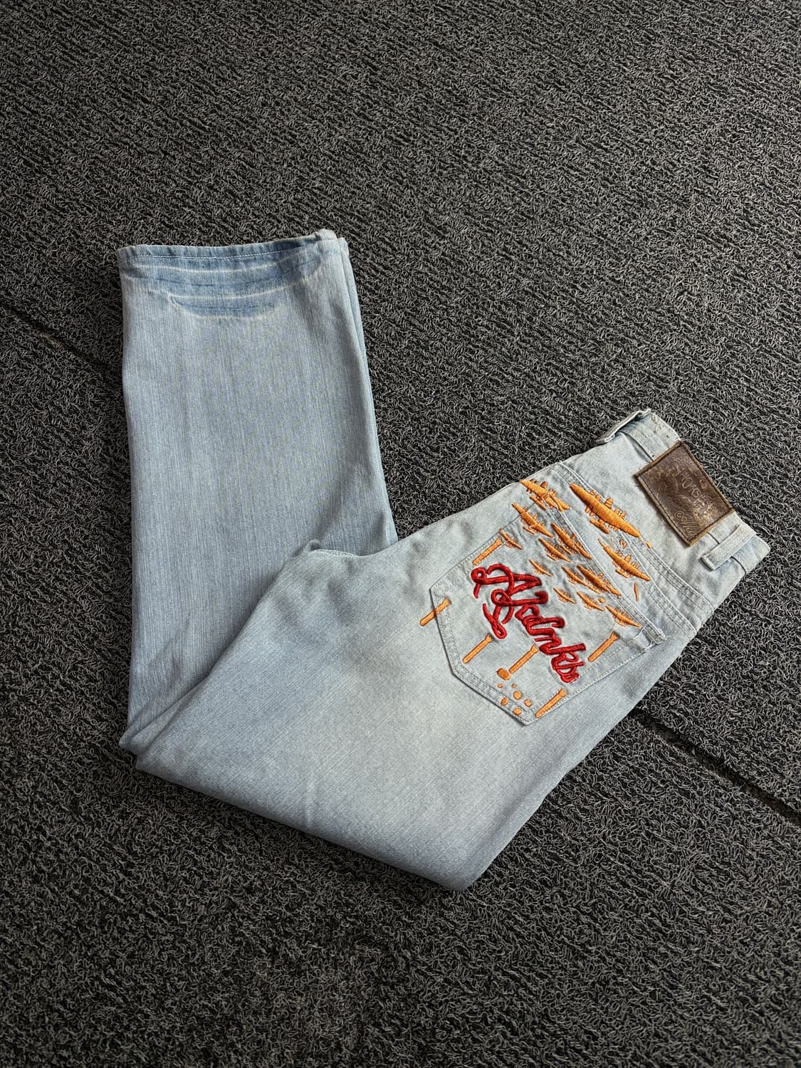 Akademics 빈티지 자수 빅로고 와이드 데님 펜츠 2693 상품이미지1