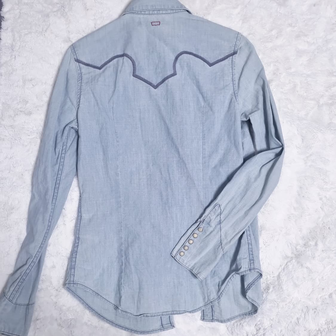 빈티지 리바이스 웨스턴 연청 데님 셔츠 여자 XS 청자켓 긴팔 상품이미지3