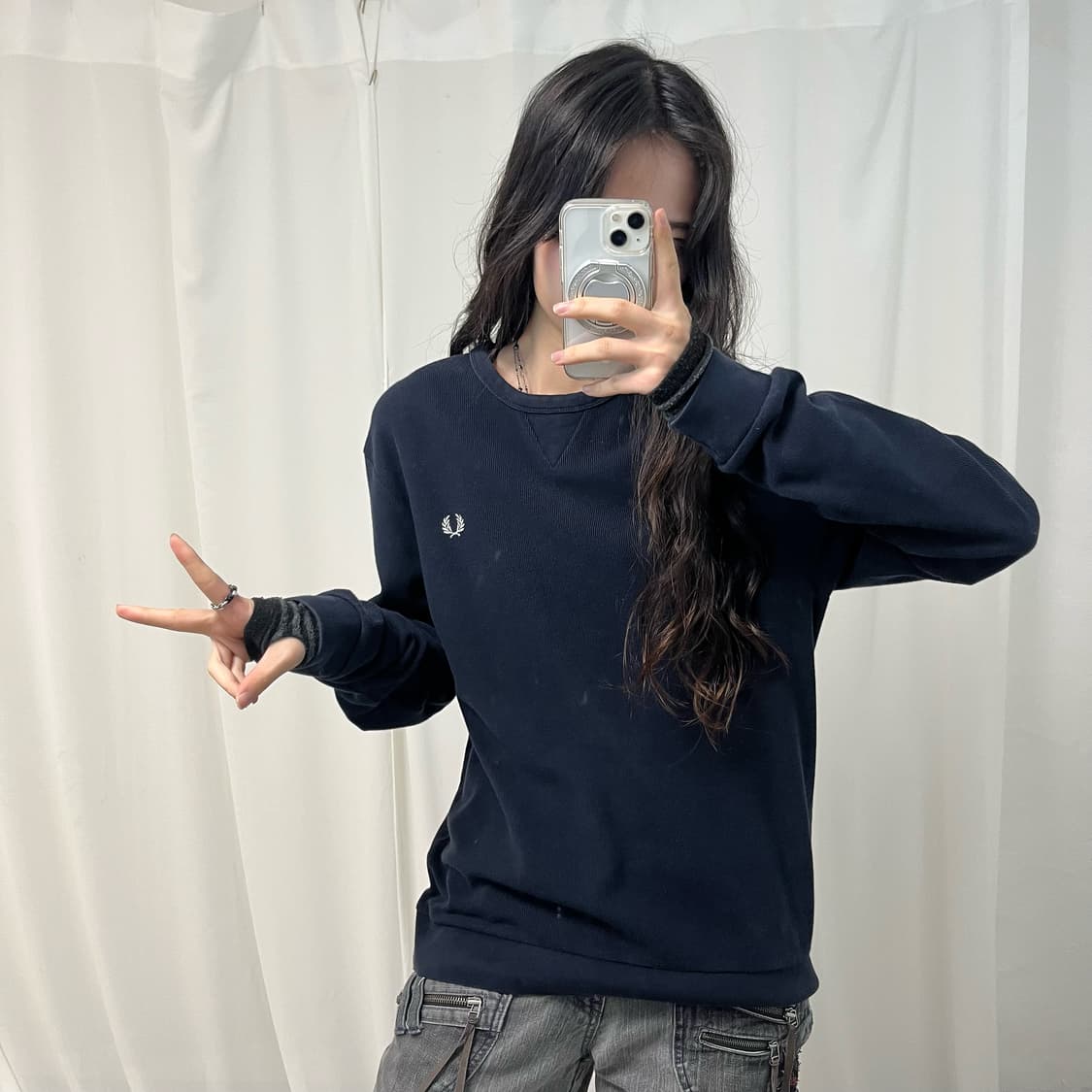 Fred Perry Navy Waffle Tee 상품이미지2