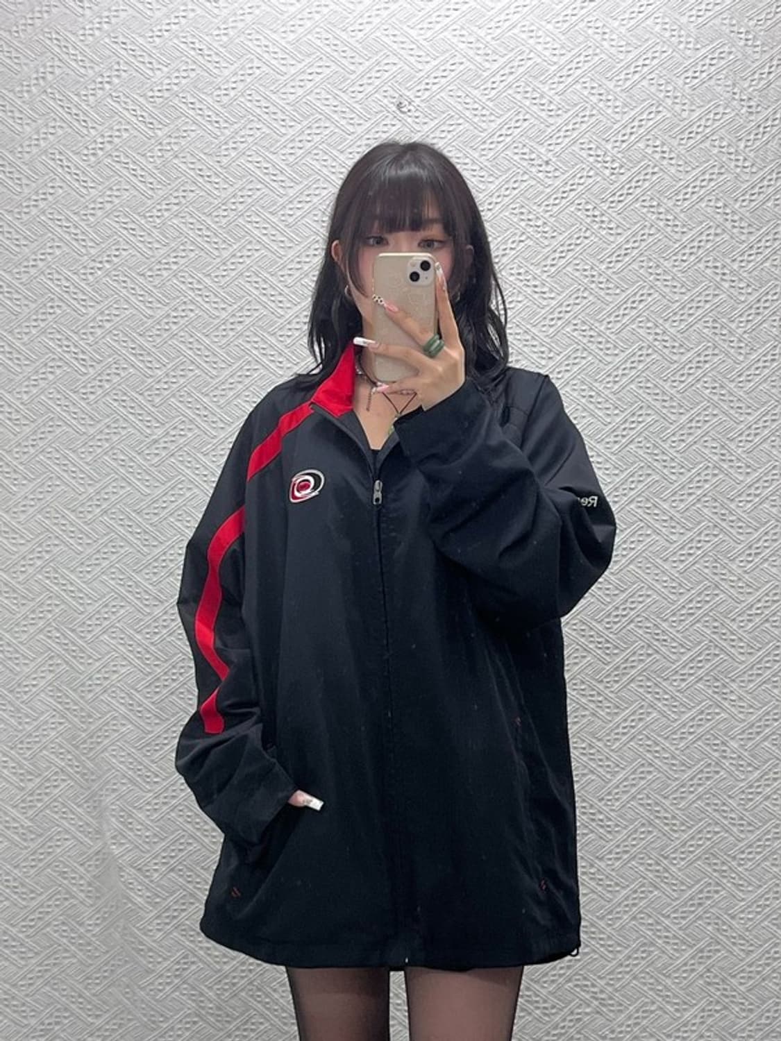 리복 NHL 허리케인스 올드스쿨 오버핏 바람막이 자켓 L C11356 상품이미지2