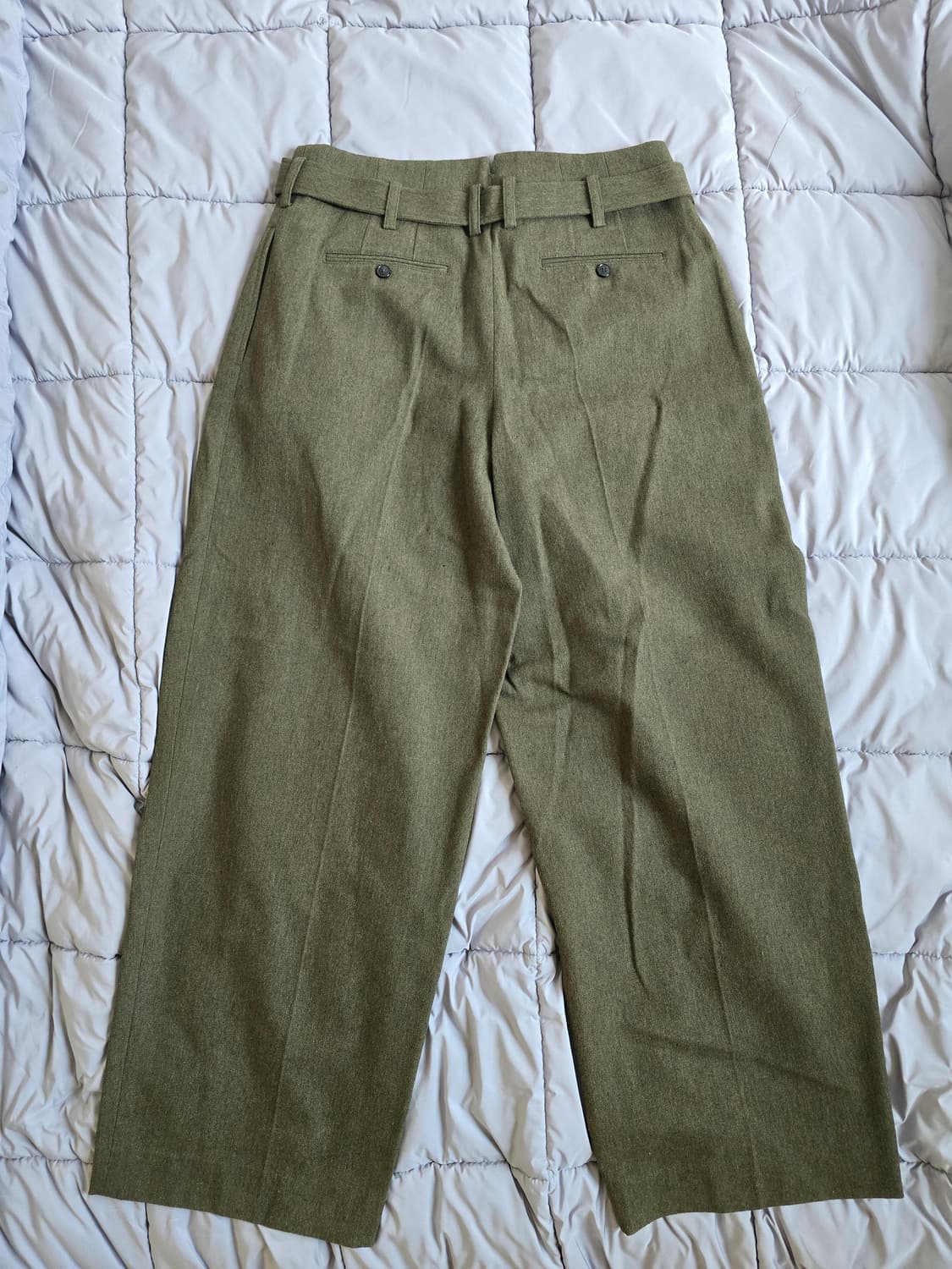 렉토 벨티드 하이웨스트 팬츠 카키 L 상품이미지2