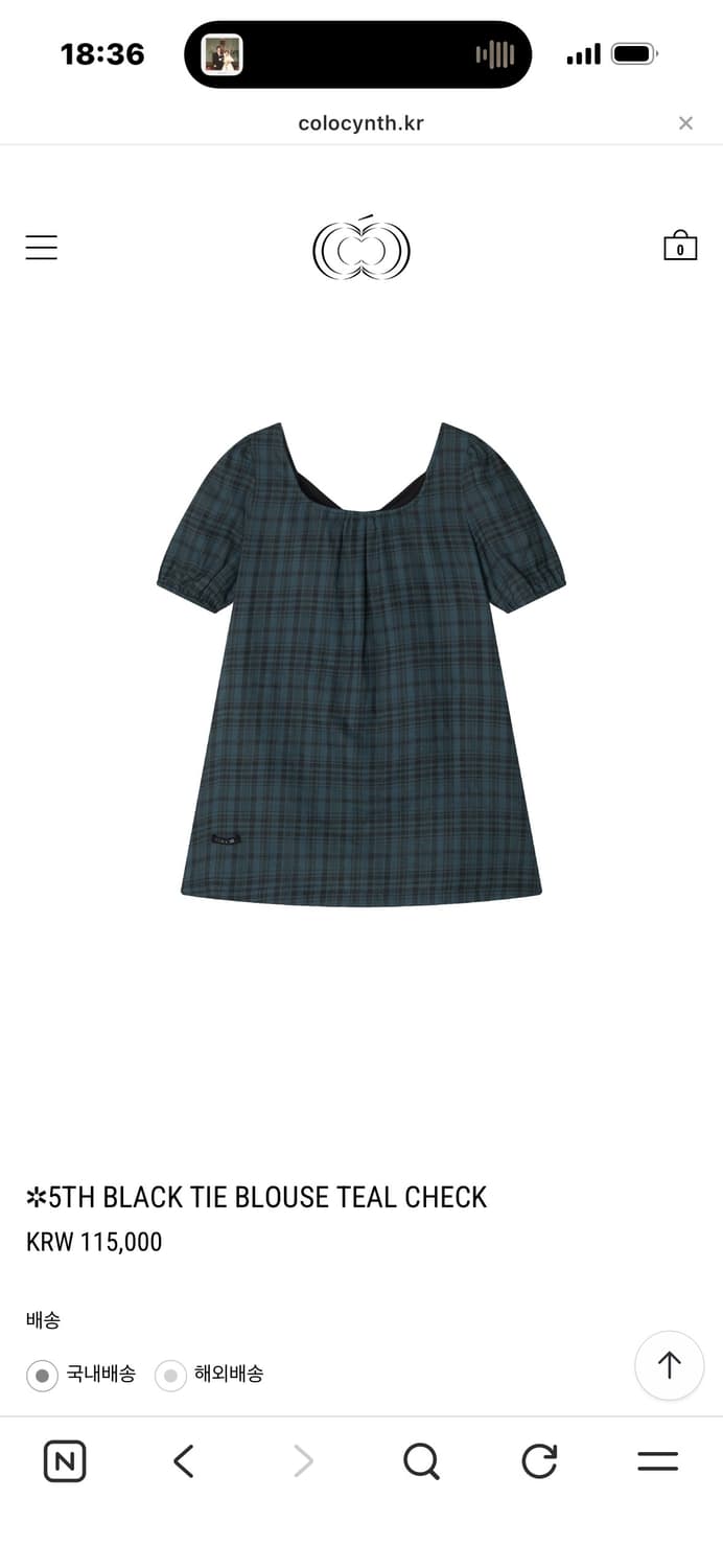 콜로신스 블랙 타이 블라우스 틸 체크 팔아요 상품이미지1