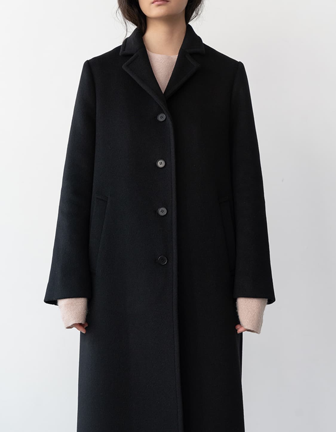 al,thing 캐시미어 울 블랙 롱 코트 상품이미지4