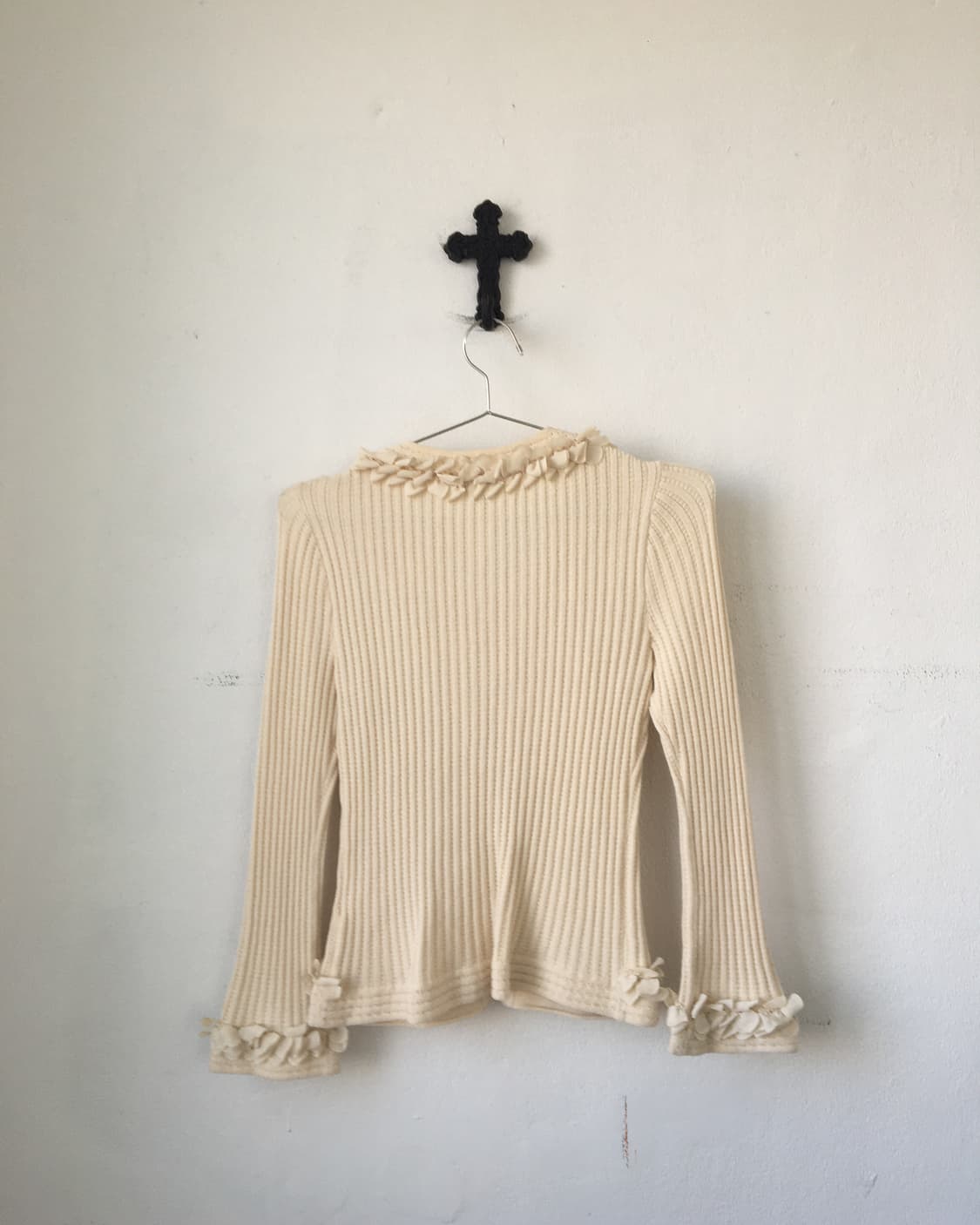 Pleats trimming ribbed knit cardigan 상품이미지3