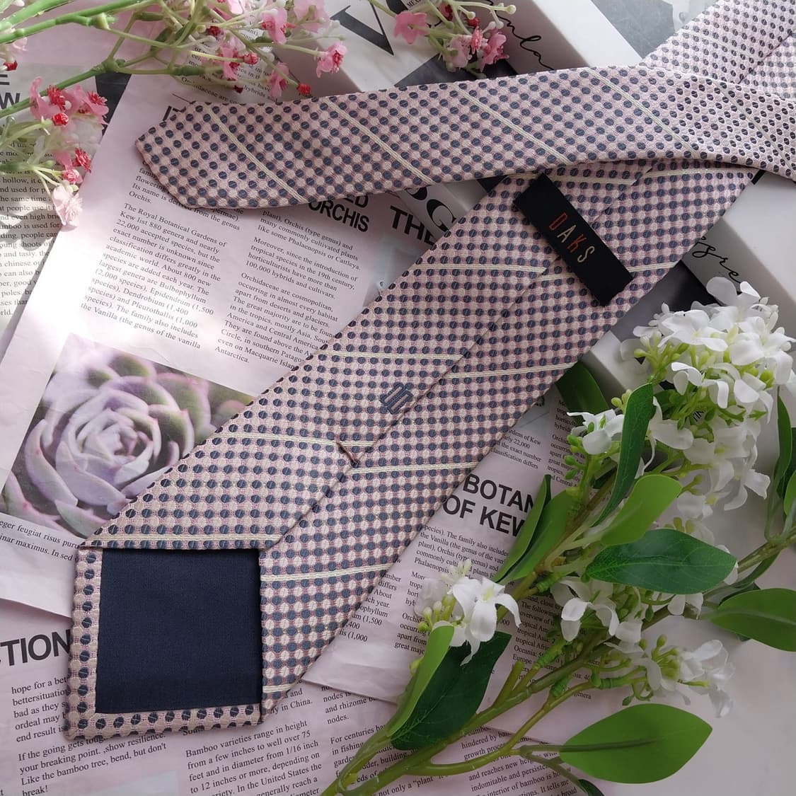 DAKS 닥스 실크 핑크 도트 패턴 넥타이 8.3cm A+등급 K2394 상품이미지4