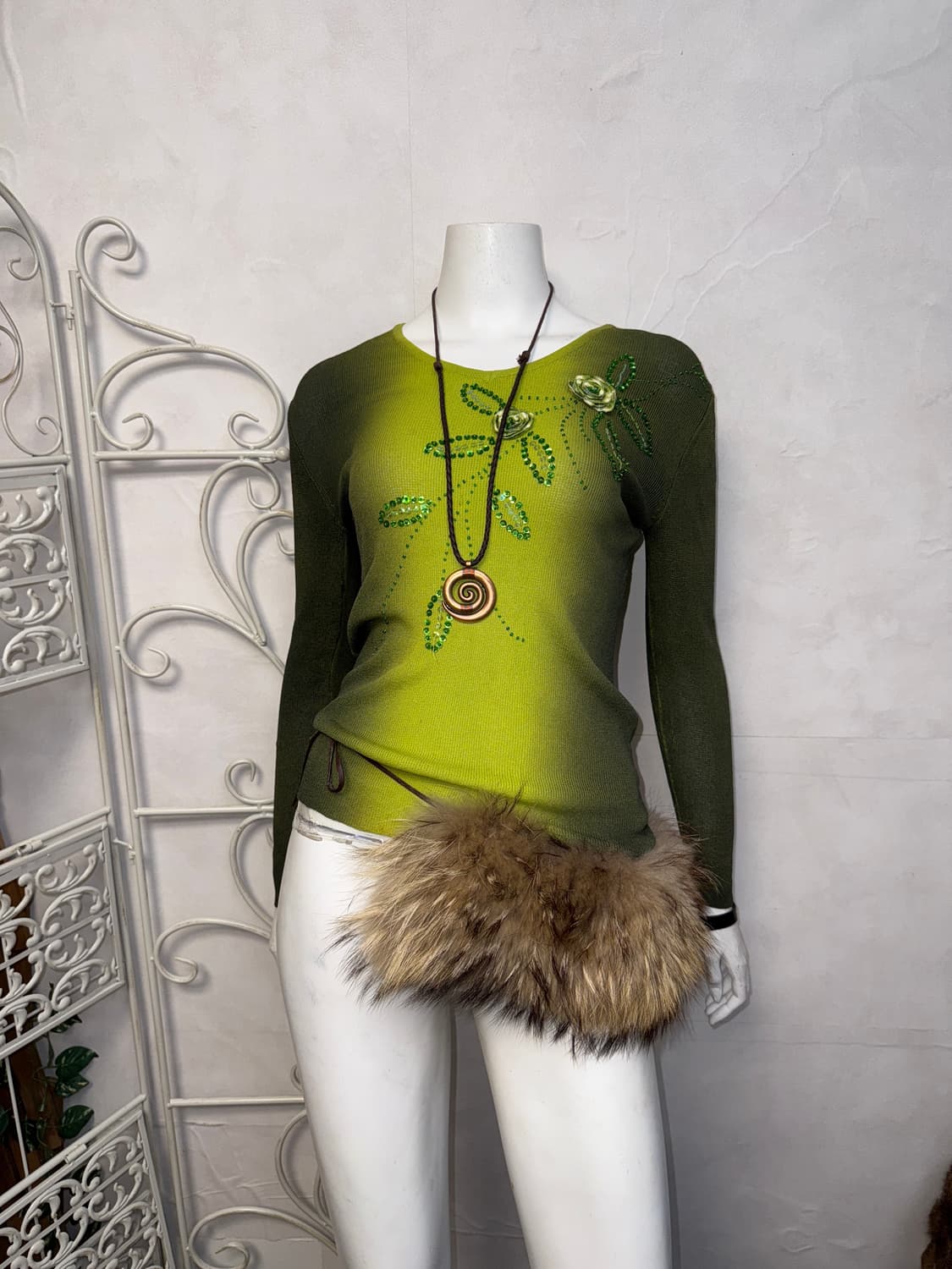 Green gradient fairy flower beads knit 상품이미지1