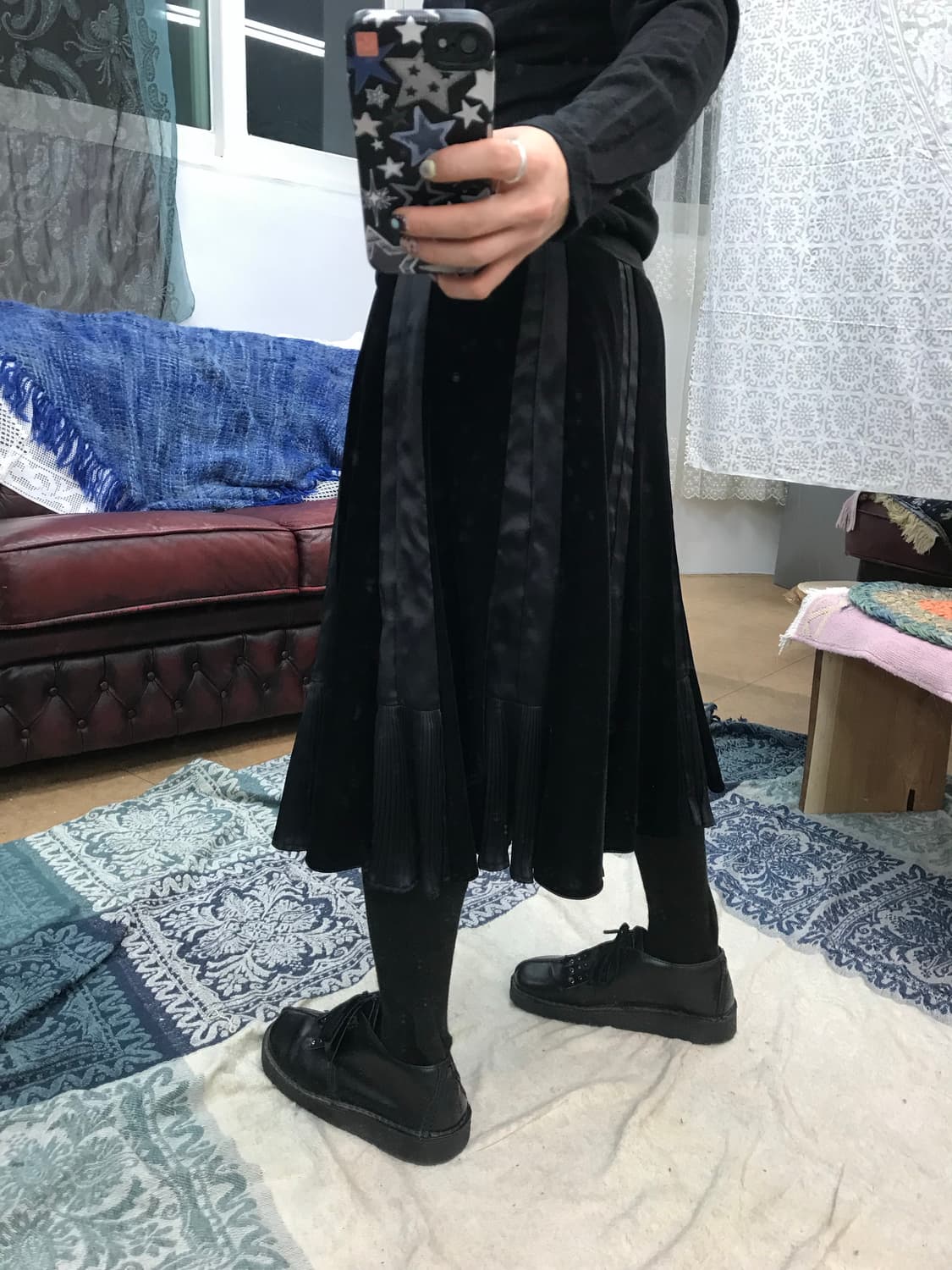 벨벳 플리츠 미디스커트  상품이미지2