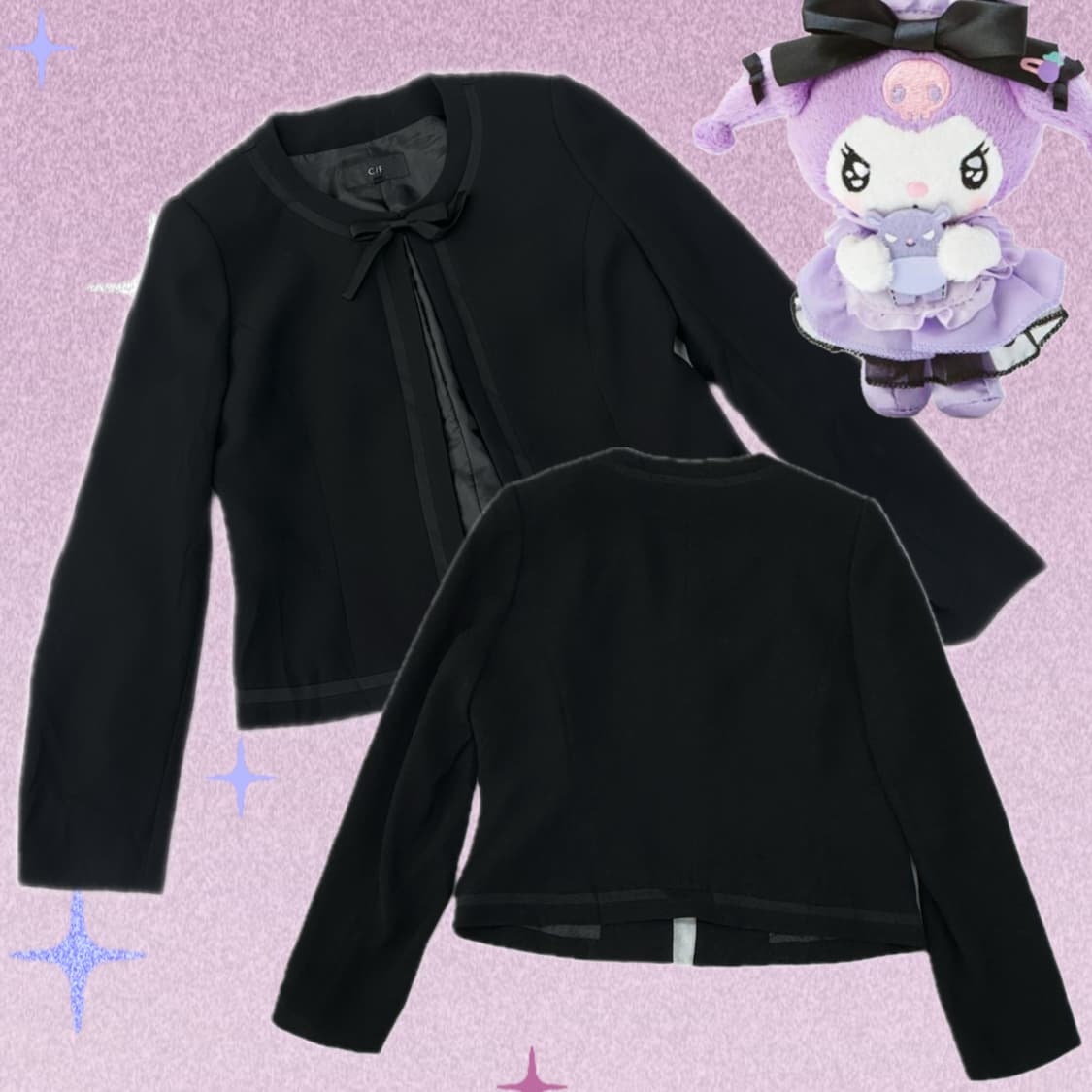 C/F C/F C/F 블랙 리본 포인트 정장 자켓 지뢰계 고스로리  상품이미지1