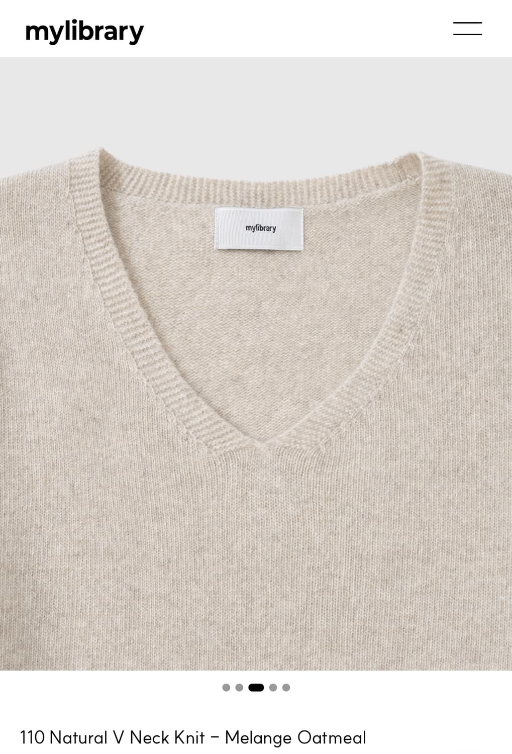110 Natural V Neck Knit -Melange Oatmeal 상품이미지3