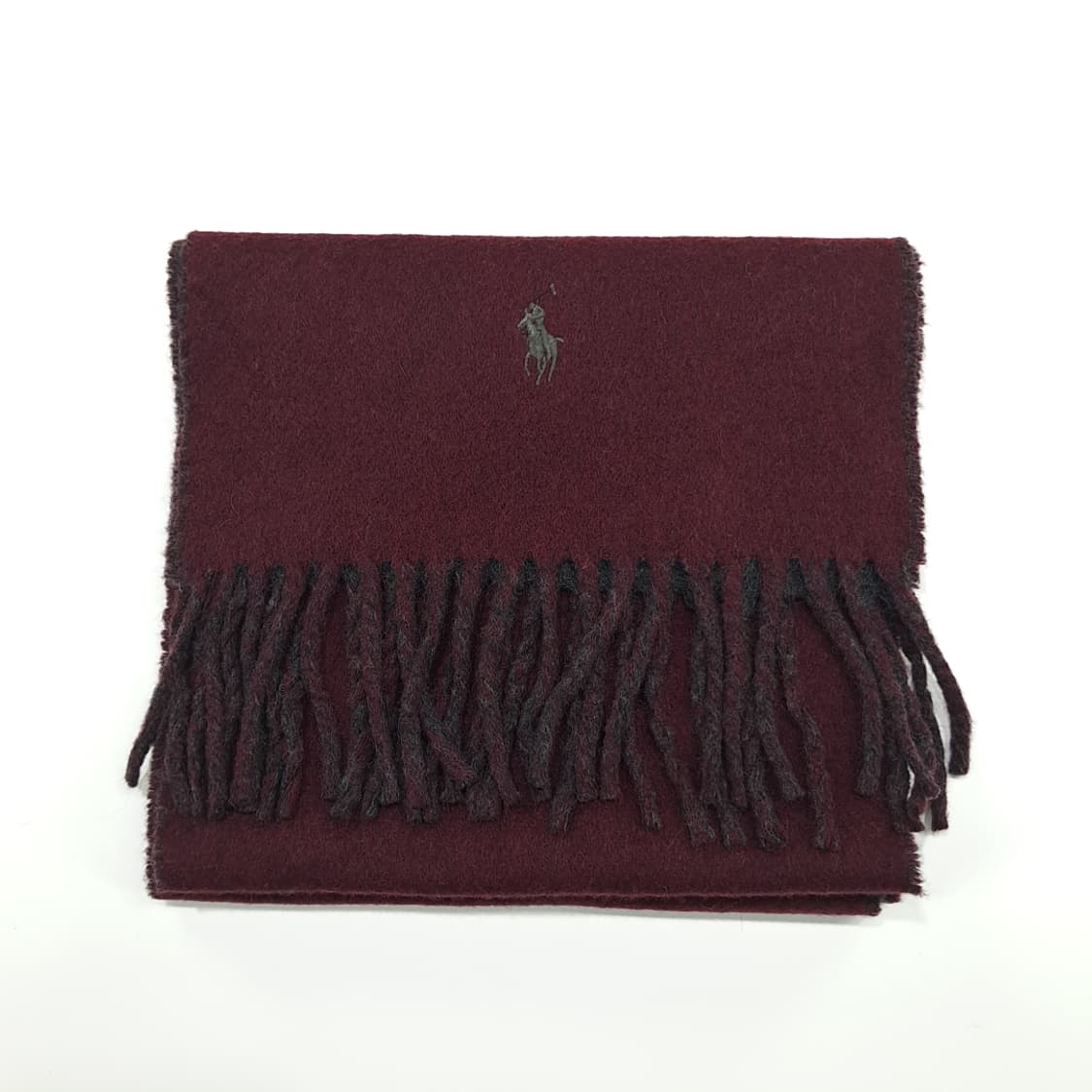 MX262 폴로 랄프로렌 버건디 그레이 양면 램스울 목도리 머플러 상품이미지6