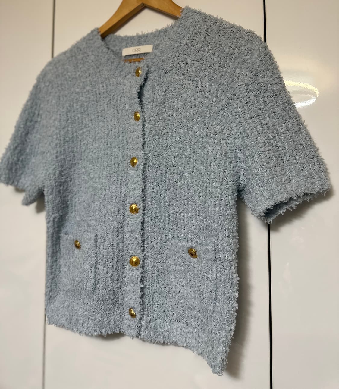 오르ORR 반팔 뽀글이 가디건 니트 상품이미지3