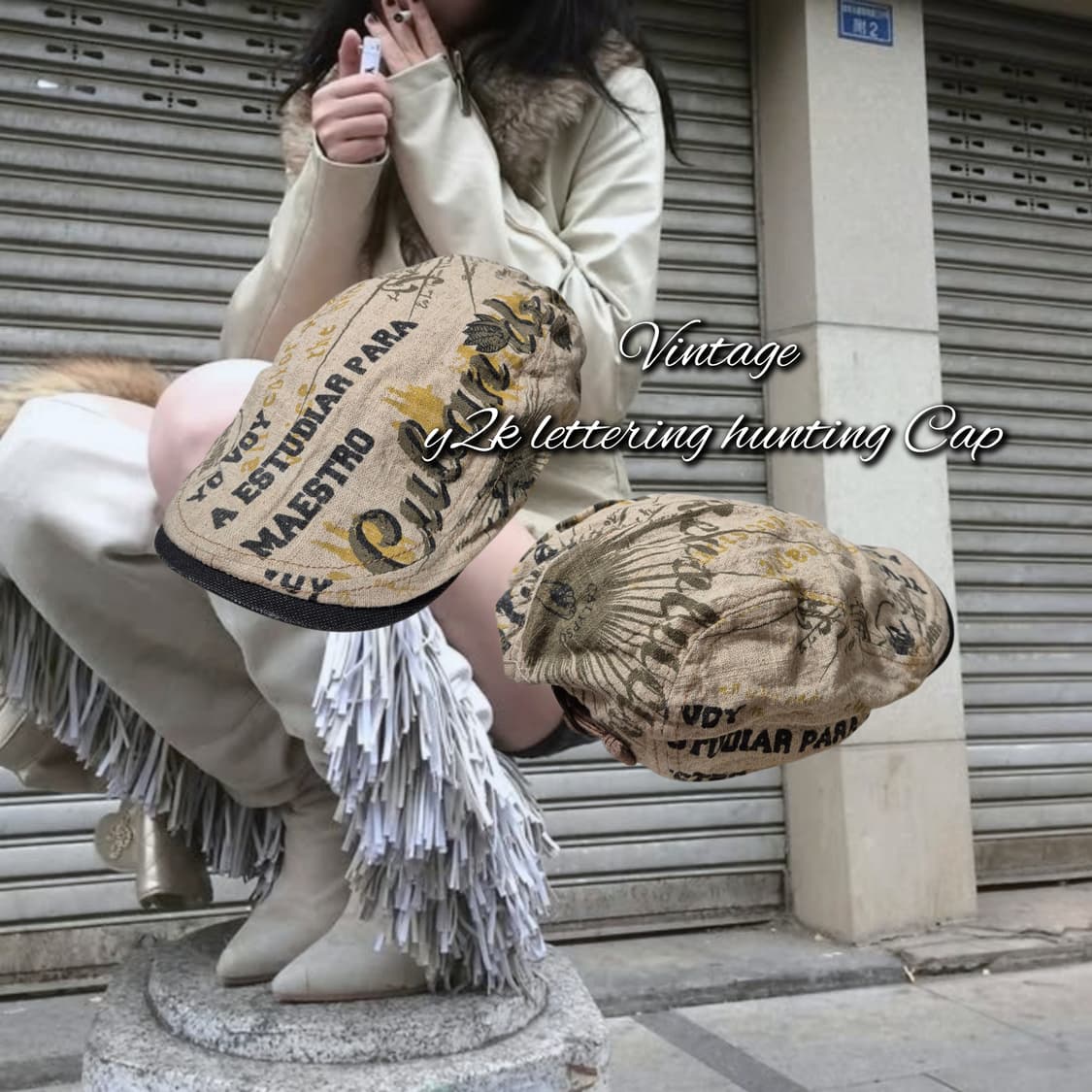 Vintage y2k lettering hunting Cap 상품이미지1