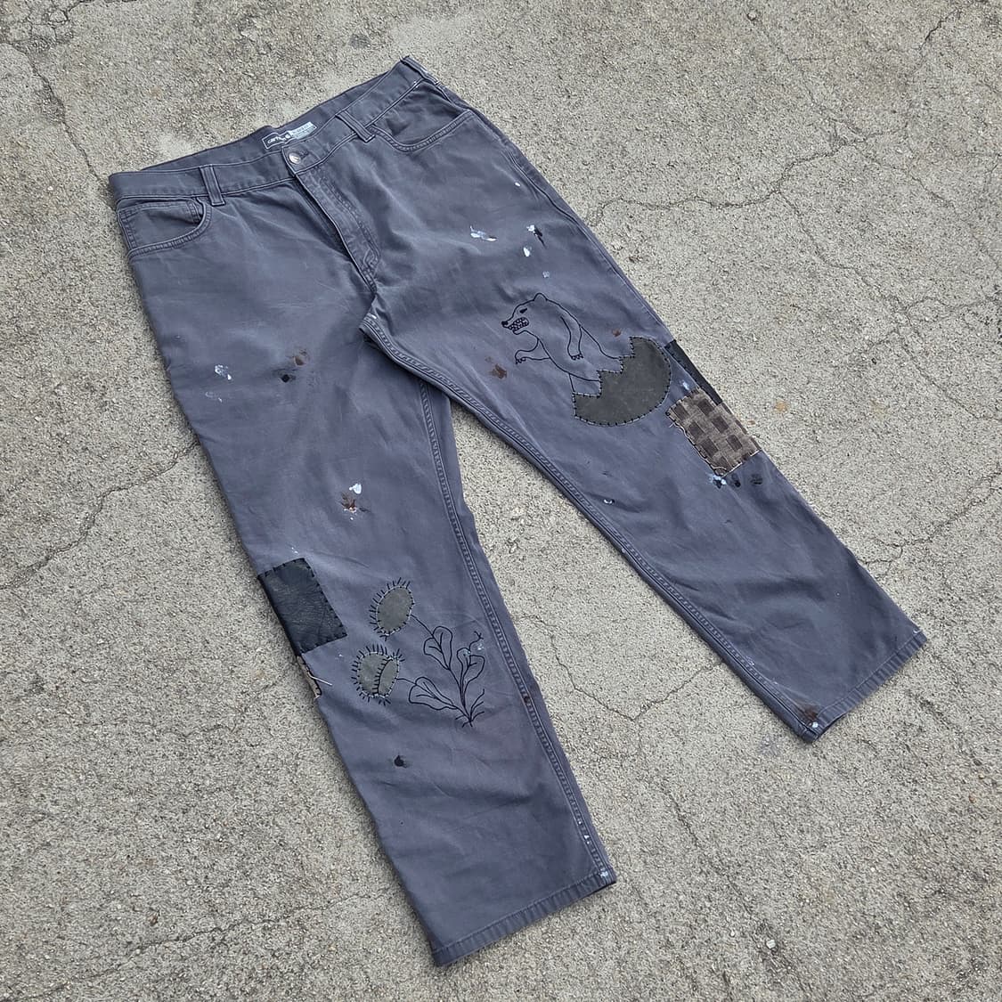 S.O/ 패치워크, 자수 커스텀 팬츠 상품이미지1