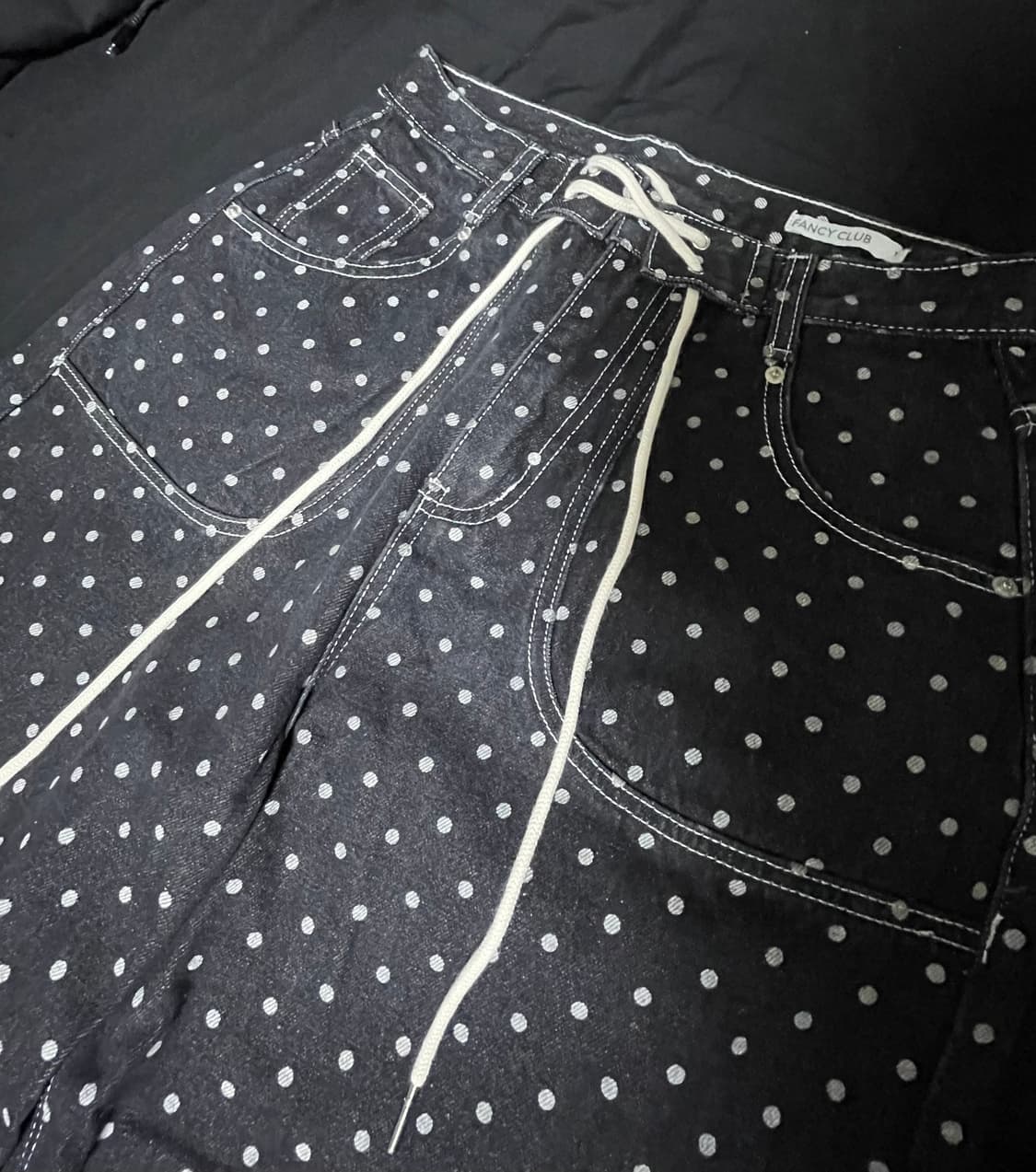 팬시클럽 스트링 도트 롤업 팬츠(BLACK) 1사이즈 상품이미지6