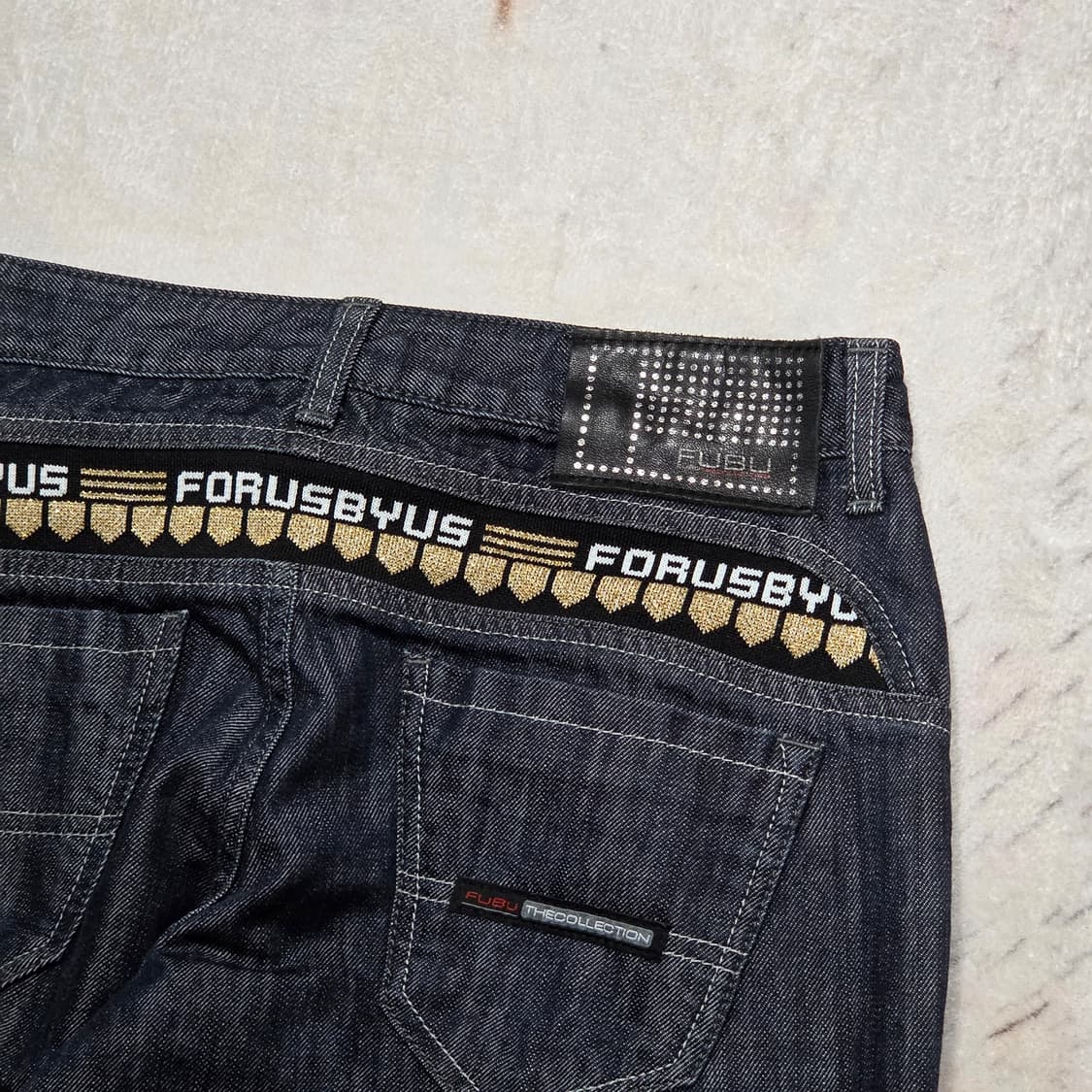 후부 자수 백포인트 진청 데님팬츠 상품이미지5