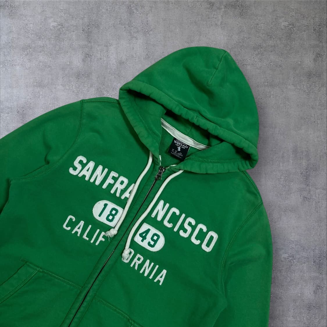 후아유 y2k 스펠아웃 그린 후드 집업 상품이미지2