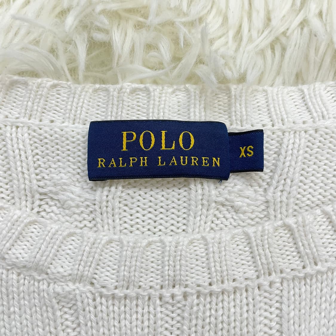 폴로 랄프로렌 포니 로고 케이블 라운드 니트 화이트 상품이미지4