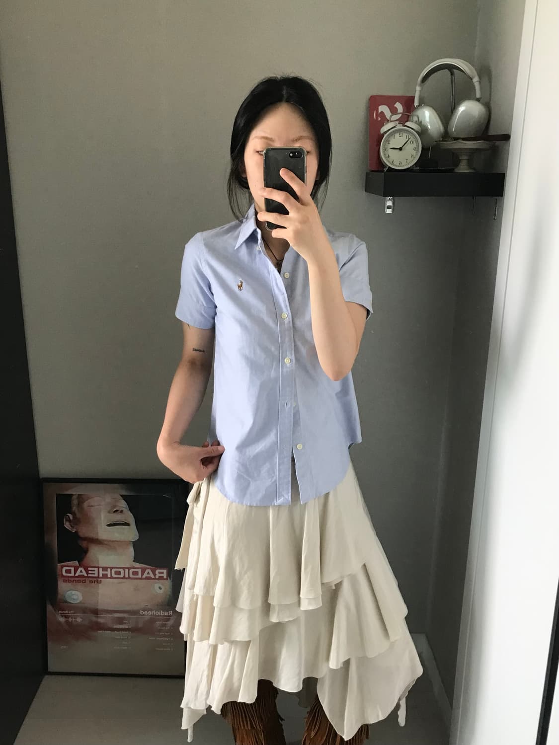 폴로 랄프로렌 포니 로고 스카이블루 반팔 셔츠 상품이미지3