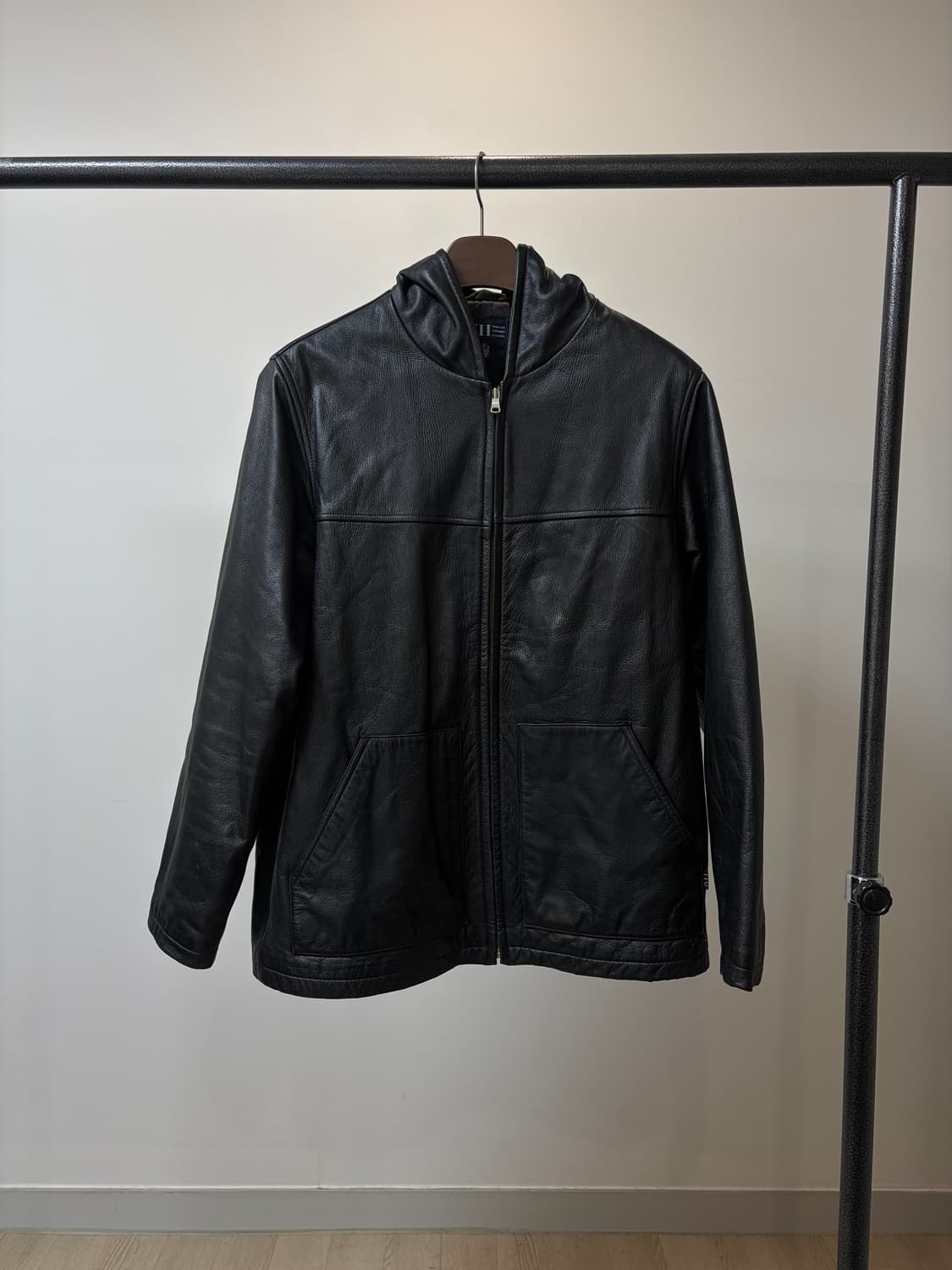 (100) NII 소가죽 후드 레더 자켓 상품이미지1