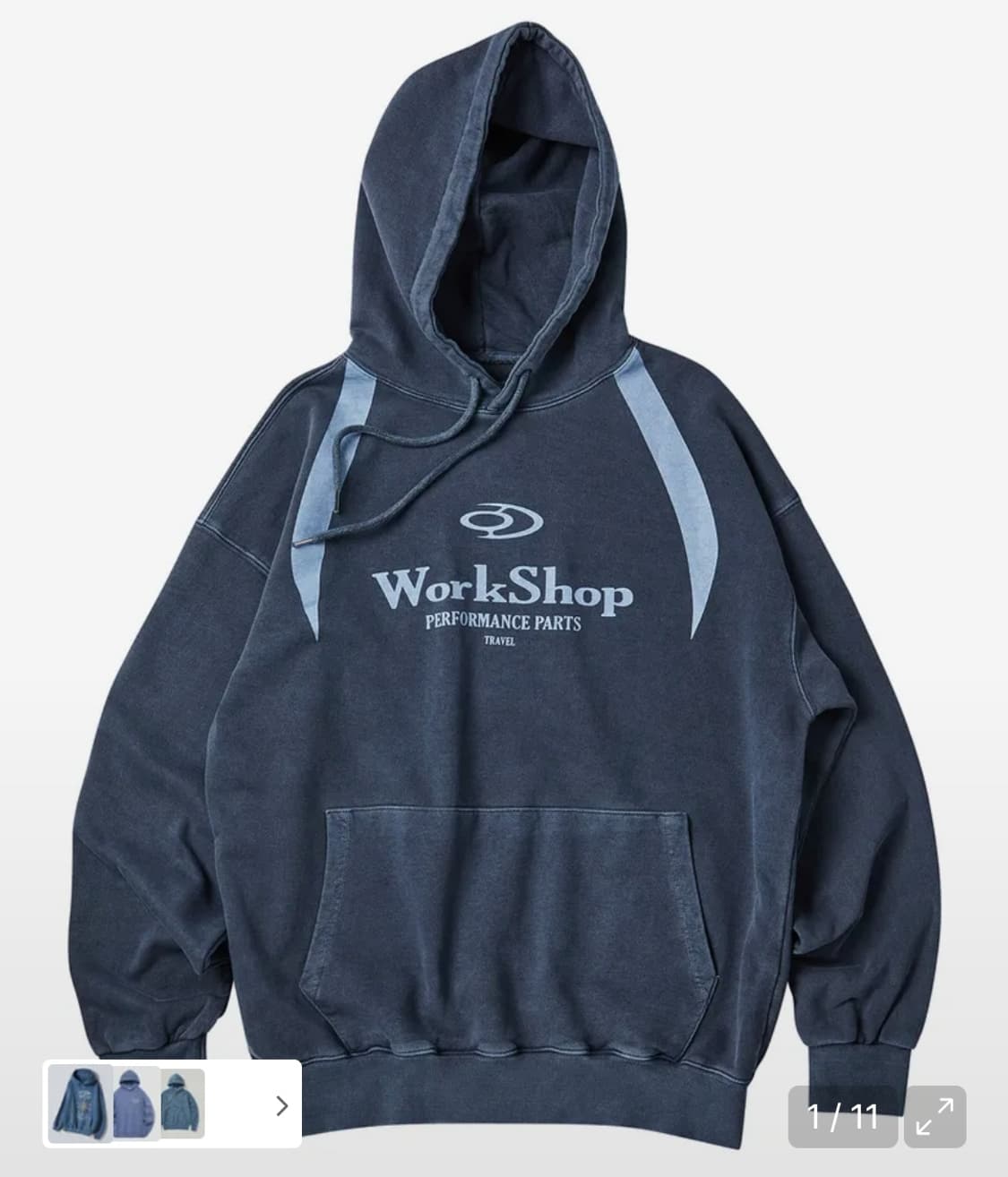 트래블 워크샵 디비전 피그먼트 후드티 다크 블루 기모 상품이미지1