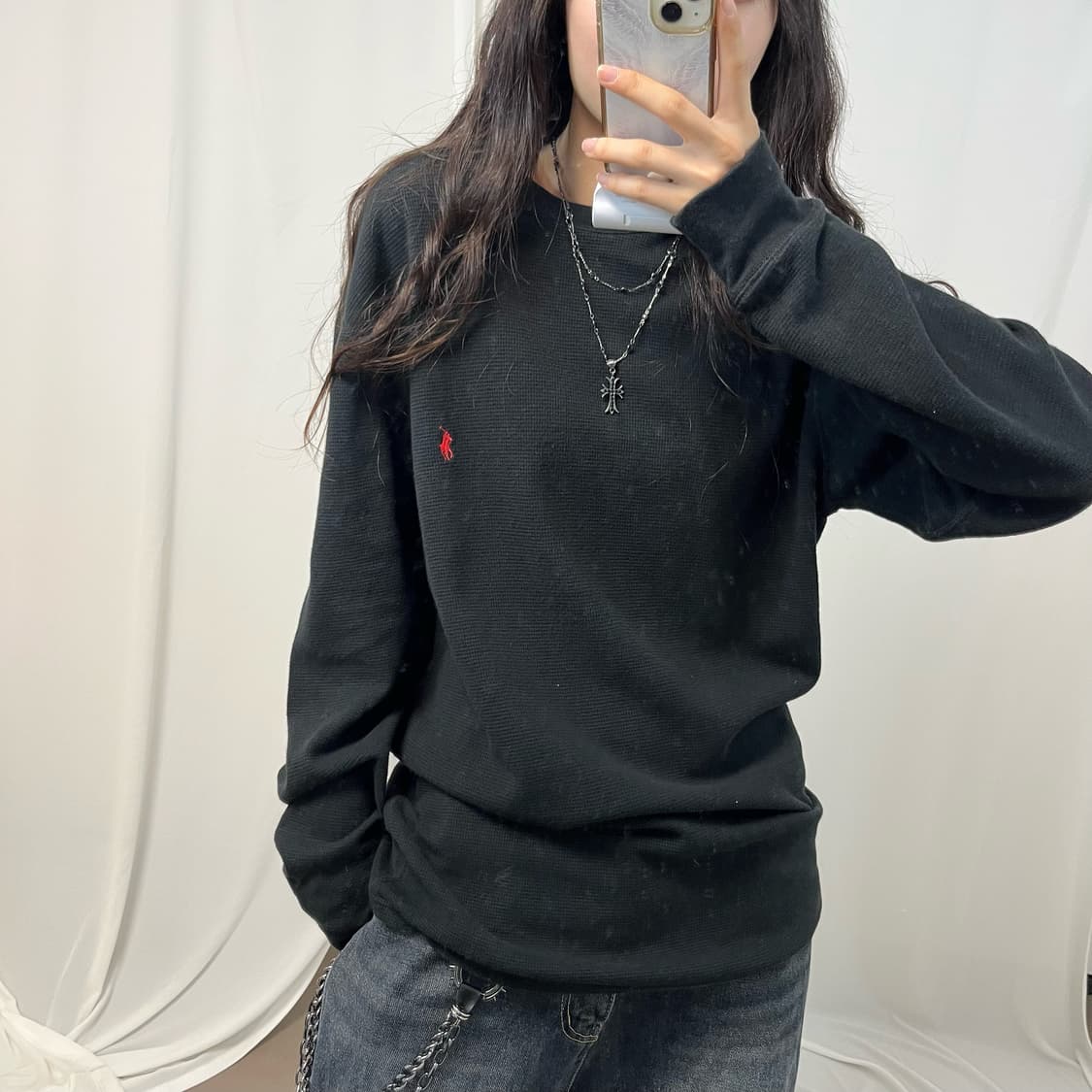 Polo black waffle T-shirts 상품이미지2