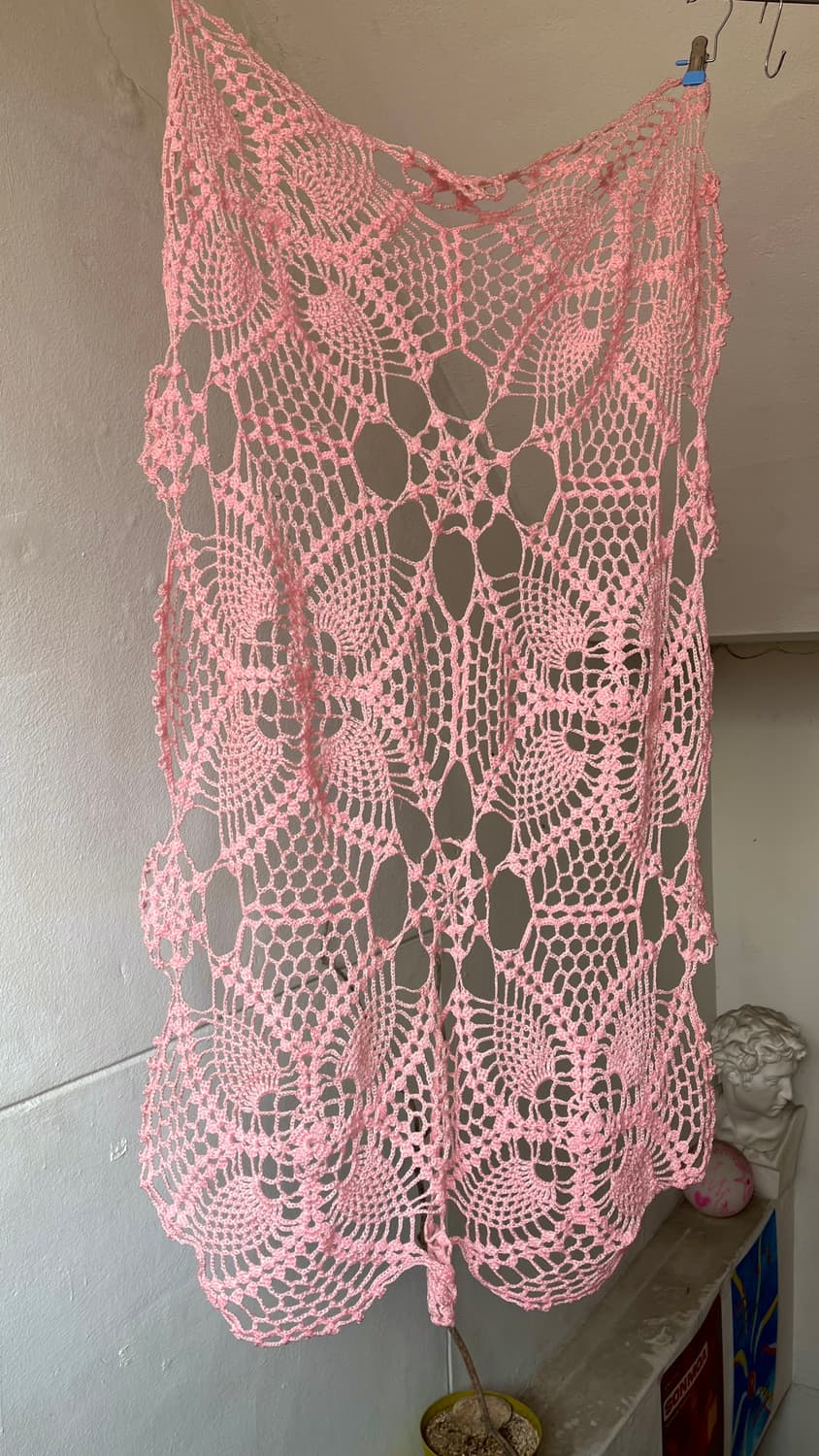 빈티지 크로세 뜨개 딸기우유 핑크 패브릭 상품이미지1